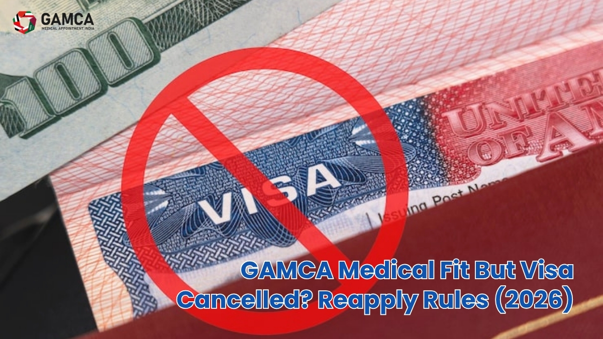 The technical data release process when an employer cancels a Gulf work permit after a passed GAMCA medical examination.